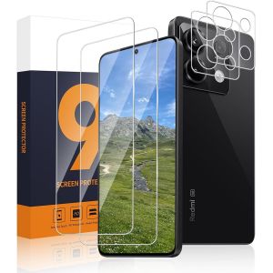 Lot De 2 + 2 Films De Protection D'&eacute;cran En Verre Blind&eacute; Pour Xiaomi Redmi Note 13 5g, Ultra R&eacute;sistant, Haute Clart&eacute;, Xiaomi Redmi Note 13, Incassable Durable, Verre De Protection Xiaomi Note - Neuf