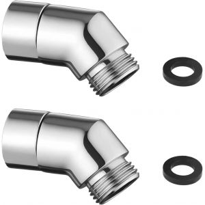 JGD-Adaptateur de Douche &agrave; Main Adaptateur de Pommeau de Douche &agrave; Main Antirouille Adaptateur de Coude de Douche Angle d'adaptateur de Douche pour Douchette Connexion de Bras de Douche Mobile 2 pi&egrave;ce - Neuf