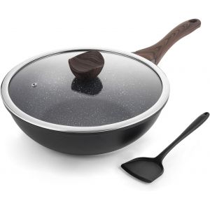 Subzonal-Wok 30 Cm, Wok Induction Avec Couvercle, Anti-Adh&eacute;sif Rev&ecirc;tement Pierre, Compatible Avec Tous Les Po&ecirc;les, Sans Pfoa - Neuf