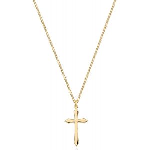 Kal-Chaîne Pour Femme En Or Avec Pendentif En Forme De Croix - Hypoallergénique - Plaqué Or 18 Carats - Bijou Fantaisie Pour Femmes Et Filles - Neuf