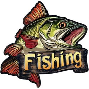 Plaque En Métal Pour Pêche À L'achigan,Pêche Affiche De Décoration Murale Vintage Affiche Rustique Vintage Panneaux Muraux Suspendus Décoration Pour Porche Ferme Maison,27x26.5cm - Neuf