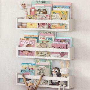 Lot De 3 Étagères Murales en Bois, Bibliothèque Montessori Rangement Tablette Livre pour Chambre et Décoration Enfant. 41 cm, Blanc - Neuf