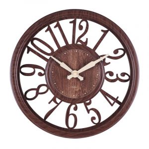 Horloge murale en bois de ch&ecirc;ne gris 30,5 cm design original chiffres romains - Neuf