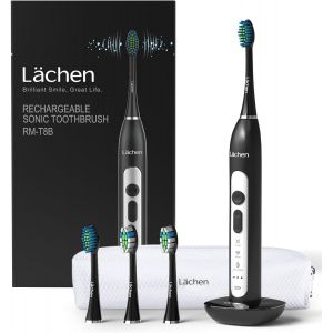 Brosse &Agrave; Dents &Eacute;lectrique Sonique Avec 4 Brossettes Et Minuterie, 3 Modes Et 3 Niveaux De Vibration, Avec Sac De Voyage - Neuf