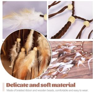 Tzf-Bandeau À Plumes Bohème,Bohémien Hippie Bandeau Plume,Serre-Tête Indien En Plumes Femme,Bohème Coiffe Bandeau,Vintage Hippie Accessoire De Cheveux-1 - Neuf