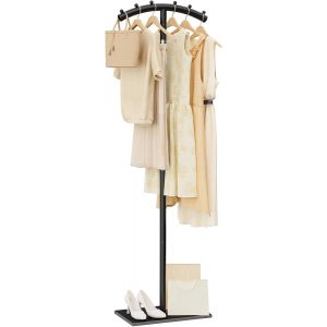 M&eacute;tal Porte Manteau, Portemanteau sur Pieds Avec N?uds M&eacute;talliques Anti-Glissement, Portant &agrave; V&ecirc;tements avec Dalles de Roche Lourdes, pour Entr&eacute;e, Salon, Chambre, Bureau, 175cm, Noir - Neuf