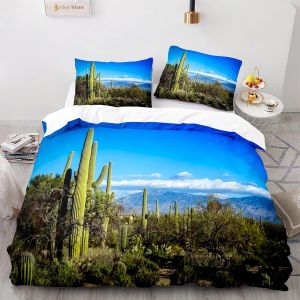 Polyester-Coton House De Couette X Cm Cactus Parures De Lit Doux Confortable Housse De Couette X Fille Avec Deux Taies D'oreiller Xcm - Neuf