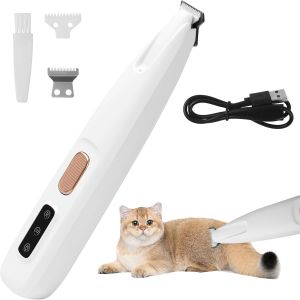 Tondeuse De Pattes De Chien Avec Lumi&egrave;re Led,Tondeuse &Agrave; Chien Rechargeable &Eacute;tanche,Silencieux,Tondeuse Pour Chat Rasoir Par Usb,Pour R&eacute;parer Chien,Chat,Pieds,Oreilles,Visage, Corps,Pieds - Neuf