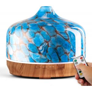 500ml Diffuseur d'arômes en verre soufflé à la main pour huiles essentielles,grand humidificateur ultrasonique,brume fraîche silencieuse,7LED changeantes de couleur pour une maison élégante de - Neuf
