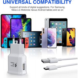 2-Pack Kit Chargeur Rapide Adaptatif Avec 120Cm C&acirc;ble Usb Type C Compatible Avec Samsung Galaxy S8 S8+ S9 Plus S9+ S10 S10 Plus S10E A50 A51 A40 A42 5G A5 Usb-C, Chargeur Rapide Bloc D'Alimentation - Neuf