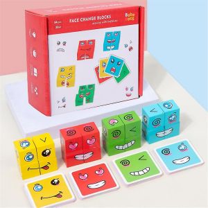Expressions En Bois Correspondant Bloc Puzzles Cubes De Construction Jouet Borad Jeux Jouets &Eacute;ducatifs Enfants Cadeaux Cr&eacute;atifs - Neuf