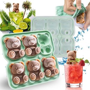 Kal-Bac A Glacon, Bac À Glacon En Silicone Pour Ours, Bac A Glacons Avec Couvercle Bebe, Bac A Glacons Avec Couvercle 6 Compartiments, Pour Les Cocktails Diy Whisky Fruits Vin Café - Neuf