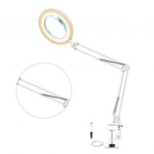 Hjlian Lampe De Bureau Loupe Grossissement X5, 72 Led, 3 Modes D'eclairage, Loupe Lumineuse A Intensite Variable Pour Bureau Familial - Neuf