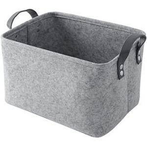 lbgwp60-Boîte De Rangement En Feutre Gris Avec Poignées En Cuir, Panier De Rangement Multifonctionnel Pour Jouets, Vêtements, Serviettes, Articles De Toilette, Livres Et Plus - Neuf