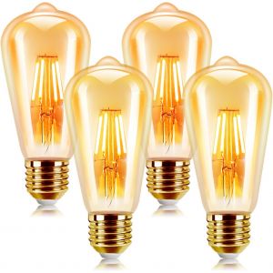 E27 Ampoule Led Vintage 4 Pack Edison Style Retro 6w Antique Lampe Décorative Blanc Chaud 2200k 600lm Non-Dimmable, Lot De 4 - Neuf