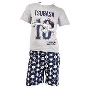 Pyjama Gar&ccedil;on Licence : Mickey, Looney Tunes, Age De Glace, Minions, Peppa Pig En Coton Ultra Confort Captain Tsubaba Et2159 Gris - Neuf