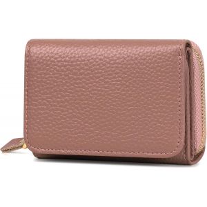 CAUC-Porte Monnaie Femme, Portefeuille Femme Cuir Blocage RFID Petit Portefeuilles et Porte-Cartes avec Fermeture éclair Poche à Monnaie, Rose Foncé - Neuf
