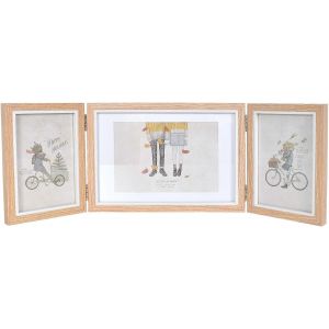 Cadre Photo 3 Vues,Cadre Photo 10X15 Et 13X18 Trois Cadre Photo Collage Pliable Multiple Photos,3 Photos Pour Photos En Bois,Cadre Photo Multiple Bois (B-6 Pouces) - Neuf