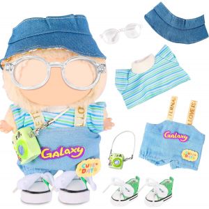 Lot de 6 v&ecirc;tements pour poup&eacute;e en peluche de 17 cm Accessoires mignons pour poup&eacute;e avec chapeauhautcombinaisonlunetteschaussures d'appareil photo pour gar&ccedil;ons et filles Cadeaux (sans - Neuf