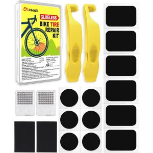 Asfasfq-Kit Reparation Velo, Kit Crevaison Velo Contient 12 Pièces De Rustine Velo Sans Colle, Des Démonte-Pneus Renforcés Et Un Manuel D'instructions, Adapté Aux Vélos De Montagne - Neuf