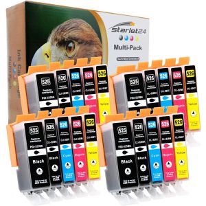 20 Cartouches d'encre avec Puce compatibles avec Canon PGI-525 CLI-526 pour Canon Pixma IP4850 IP4950 IX6550 MG5140 MG5150 MG5240 MG5250 MG5340 MG5350 MX715 MX885 MX895 - Neuf