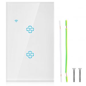 Interrupteur mural intelligent Wi-Fi a bouton-poussoir, commande vocale tactile, blanc, US 100-240 V (bidirectionnel) - Neuf