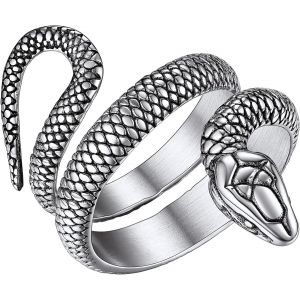 Kahfl-Bague Cobra Homme Anneau Serpent Ouvert Boa Cobra Garcon Enfant Fils Acier Inxydable[Argenté/Or/Noir-52/57/59/62/64/67/69/72] - Neuf