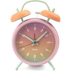 - R&eacute;veil Matin Gris et Jaune. Reveil Analogique avec veilleuse &agrave; LED. Silencieux sans Tic-Tac. Cadran de 9 centim&egrave;tres. Dimensions : 11,7x5,5x16. en M&eacute;tal et ABS - Neuf