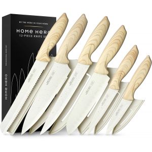 Couteau Cuisine Avec Aiguiseur Couteaux - Couteaux De Cuisine Professionnelle En Acier Inoxydable - Ensemble De Couteaux Et Ustensiles De Cuisine (11 Pcs Avec &Eacute;tui - Noir) - Neuf
