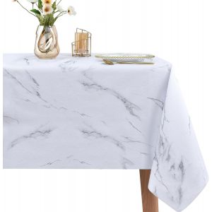 Sjzg-Nappe Rectangulaire En Pvc Imperméable Facile À Nettoyer Pour Pique-Nique, Fête, Extérieur Et Intérieur (Marbre, 137 X 255 Cm) - Neuf