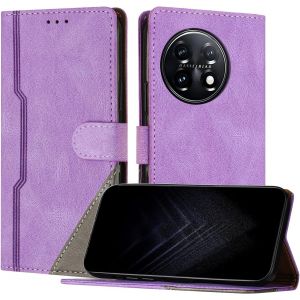 Kal-&Eacute;tui Pour Oneplus 11 5g, Housse En Cuir Pu Avec [Protection Antichoc Tpu] [Fonction Support] [Porte-Cartes ] Antichoc Magn&eacute;tique Coque Pour Oneplus 11 5g - Violet - Neuf