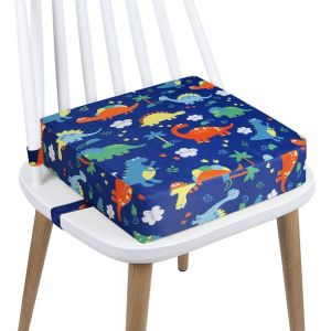 Rehausseur Chaise Enfant Coussin, En Toile De Coton Lavable Avec 2 Sangles, Boucle De S&eacute;curit&eacute;, Motif De Dessin Anim&eacute; Pour Enfant (Animaux-Blancs) 111 - Neuf