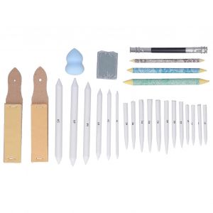 26 Pi&egrave;ces M&eacute;lange Souches Papier De Verre Planches Gomme &Eacute;ponge Extension Outil Tortillons Ensemble Art Blenders Kit De Dessin - Neuf