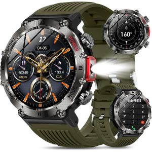 Checarzhn--No1-Montre Connectée Homme Avec Appel, 1,43'' Hd Grand Écran Smartwatch Avec Led Lampe, 110+ Modes Sportifs Fréquence Cardiaque/Spo2/Sommeil Moniteur Pour Android Ios - Neuf