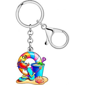 Kal-Porte-Cl&eacute;s De Plage En Acrylique Accessoires D'&eacute;t&eacute; Palmier Noix De Coco Charms Ocean Bijoux Cadeaux Pour Les Femmes Et Les Jeunes Filles - Neuf