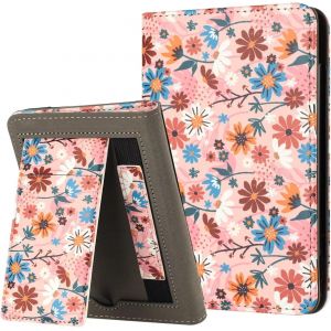 Guop-Pour 6"" Kindle Paperwhite 5/6/7ème Génération 2012,2013,2015,2016 (Modèle:Ey21/Dp75sdi),Housse En Cuir Pu,Intelligent Veille/Réveil Automatique Avec Dragonne&fente De Carte,Matisse Daisy - Neuf