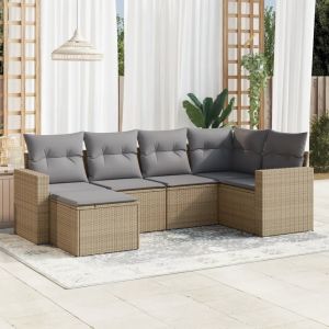 Prolenta Premium - Salon De Jardin Avec Coussins 6 Pcs Beige R&eacute;sine Tress&eacute;e - Neuf
