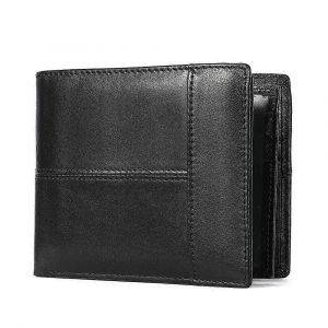 Mens Wallet RFID Blocage de la V&eacute;ritable Huile Cire Cuir Bifold Wallet Avec l'ID de la Fen&ecirc;tre de 14 Titulaires d'une Carte en Noir - Neuf