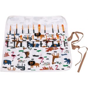 Sets De Pinceaux De Peinture, 10 Pinceaux Peinture Nylon Avec Trousse En Tissu Pour Acrylique, Aquarelle, Gouache Et Huile, Blanc Noir - Neuf