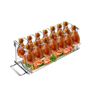 Support À Poulet - Support Pour Cuisses De Poulet - Support À Poulet Bbq - Acier Inoxydable Robuste Pour 14 Cuisses De Poulet, Lavable Au Lave-Vaisselle - Neuf