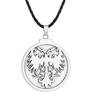 Trahoo-Collier Pour Homme Avec Pendentif En Forme D'aigle À Deux Têtes De La Dynastie Nemanjic Serbe Avec Chaîne Et Pendentif En Forme D'aigle Albanais, Cuir - Neuf
