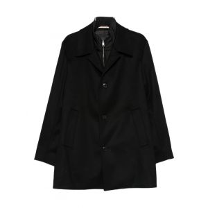 Manteau Boss En Laine Et Cachemire Noir - Neuf