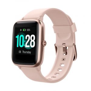 Montre connect&eacute;e rose pour homme et femme, compatible avec les montres connect&eacute;es, moniteur de fr&eacute;quence cardiaque et &eacute;tanche - Neuf