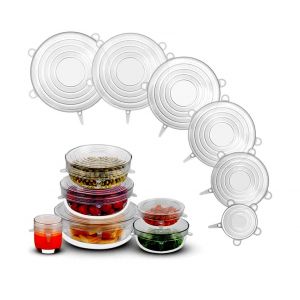 Lot De 6 Couvercles De Bol Réutilisables En Silicone ¿ Couvercles Extensibles Pour Conserver Les Aliments, Hermétiques, Écologiques, Différentes Tailles - Neuf