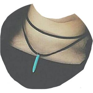 Kal-Collier Ras Du Cou En Cuir Turquoise Boho Double Couche En Daim De Velours Noir Vintage Cha&icirc;ne Bijoux Pour Femmes Et Jeunes Filles (Turquoise) - Neuf