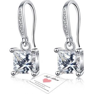 Kal-Boucles D`Oreilles Argent 925 Boucles D`Oreilles Femme Hypoallerg&eacute;niques Rond/Feuille/P&eacute;tale D`Oie/Ovale/Goutte D`Eau/Carr&eacute; Boucles D`Oreilles Bijoux Bo&icirc;te-Cadeau - Neuf