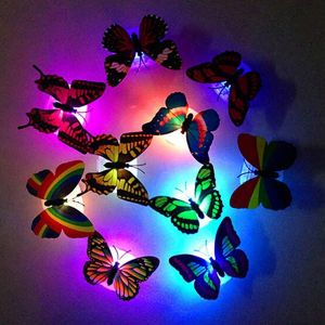 6pcs Mignon Papillon Veilleuse Couleur Changeant Led Veilleuse Maison Chambre Bureau D&eacute;cor Mural Color&eacute; Changeant Veilleuse 3d Papillon Autocollant Mur Lumi&egrave;re - Neuf