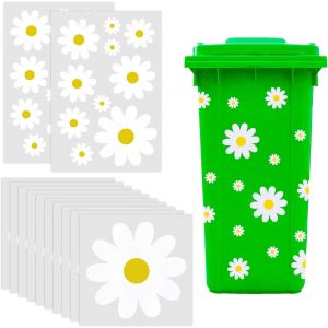 KAL-Lot De 10 Feuilles D'Autocollants Pour Poubelles À Roulettes - Résistant Aux Intempéries - Autocollant - Fleurs De Pril- Pour Poubelle, Vélo, Réfrigérateur, Maison - Décoration Murale - Neuf