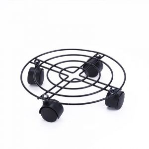 Support de jardinière en métal - Support de plantes rond en fer robuste de 13 pouces sur roulettes, support de pot de fleurs de jardin sur moteur de jardinière - Neuf