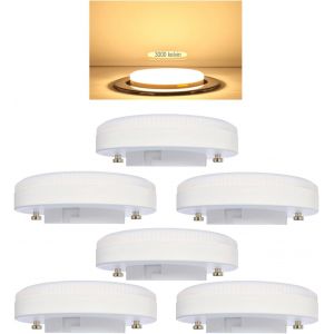 YEMAESRE-Lot De 6 Ampoules Led Gx53 Blanc Chaud 3000 K 8 W Gx53 Ampoule Pour Armoire Gx53 Remplace Les Ampoules Halogènes 60 W Gx53 230 V 900 Lm 120° Cri 80 Intensité Non Variable - Neuf